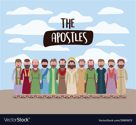 Jesus Christ Disciples And Apostles Cartoon Vector Clipart.